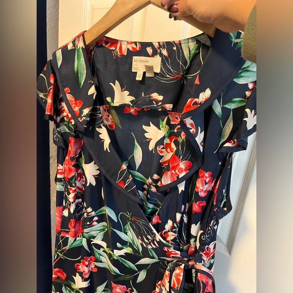 Hi There from Karen Walker navy wrap dress size 12 Petite vintage Anthropologie